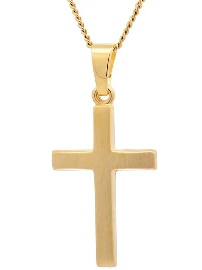 Anhänger Kreuz 585-14 Karat Gold mit vergoldeter Silberkette - Firma Holzenplotz - Silberketten-Goldketten.de 