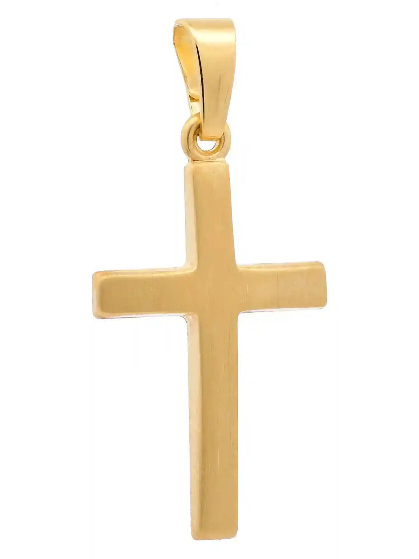 Anhänger Kreuz 585-14 Karat Gold mit vergoldeter Silberkette - Firma Holzenplotz - Silberketten-Goldketten.de 