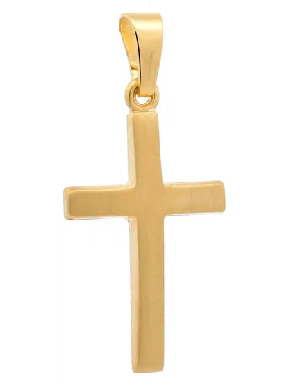 Anhänger Kreuz 585-14 Karat Gold mit vergoldeter Silberkette - Firma Holzenplotz - Silberketten-Goldketten.de 