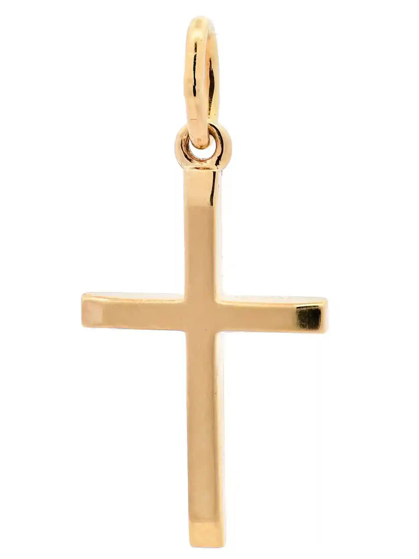 Anhänger Kreuz 585-14 Karat Gold mit vergoldeter Silberkette - Firma Holzenplotz - Silberketten-Goldketten.de 