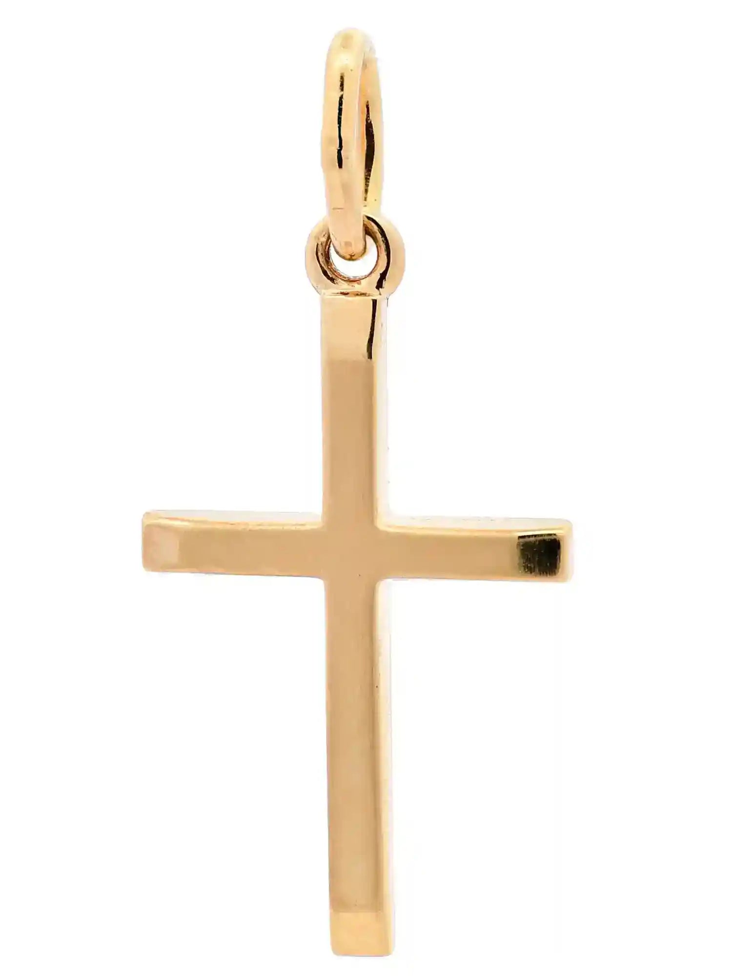 Anhänger Kreuz 585-14 Karat Gold mit vergoldeter Silberkette - Firma Holzenplotz - Silberketten-Goldketten.de 