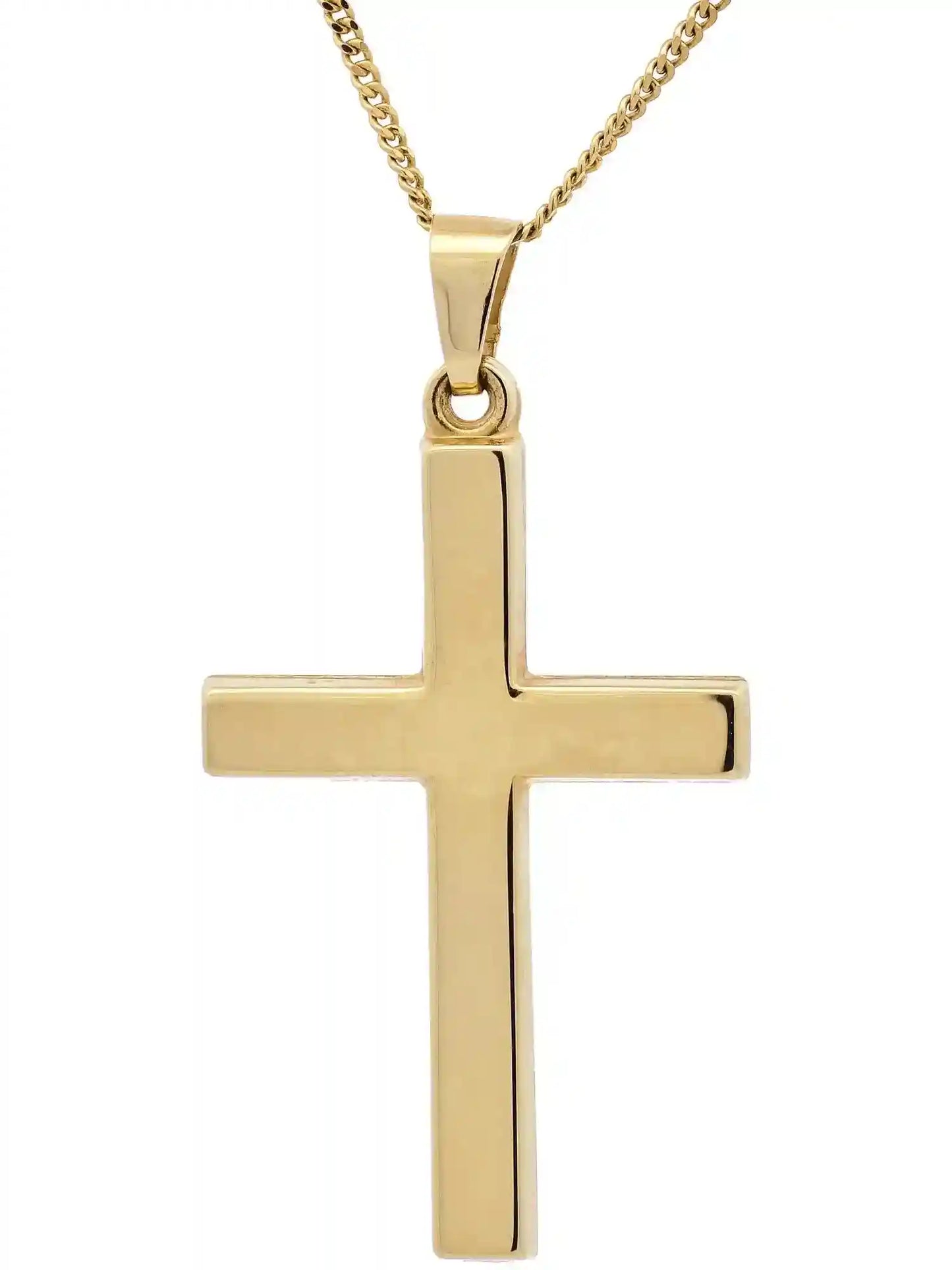 Anhänger Kreuz 585-14 Karat Gold mit vergoldeter Silberkette - Firma Holzenplotz - Silberketten-Goldketten.de 