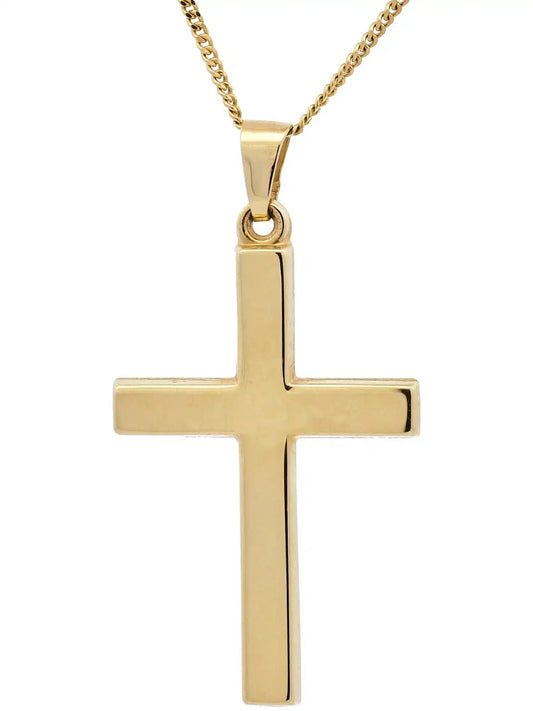 Anhänger Kreuz 585 - 14 Karat Gold mit vergoldeter Silberkette - Firma Holzenplotz - Silberketten - Goldketten.de