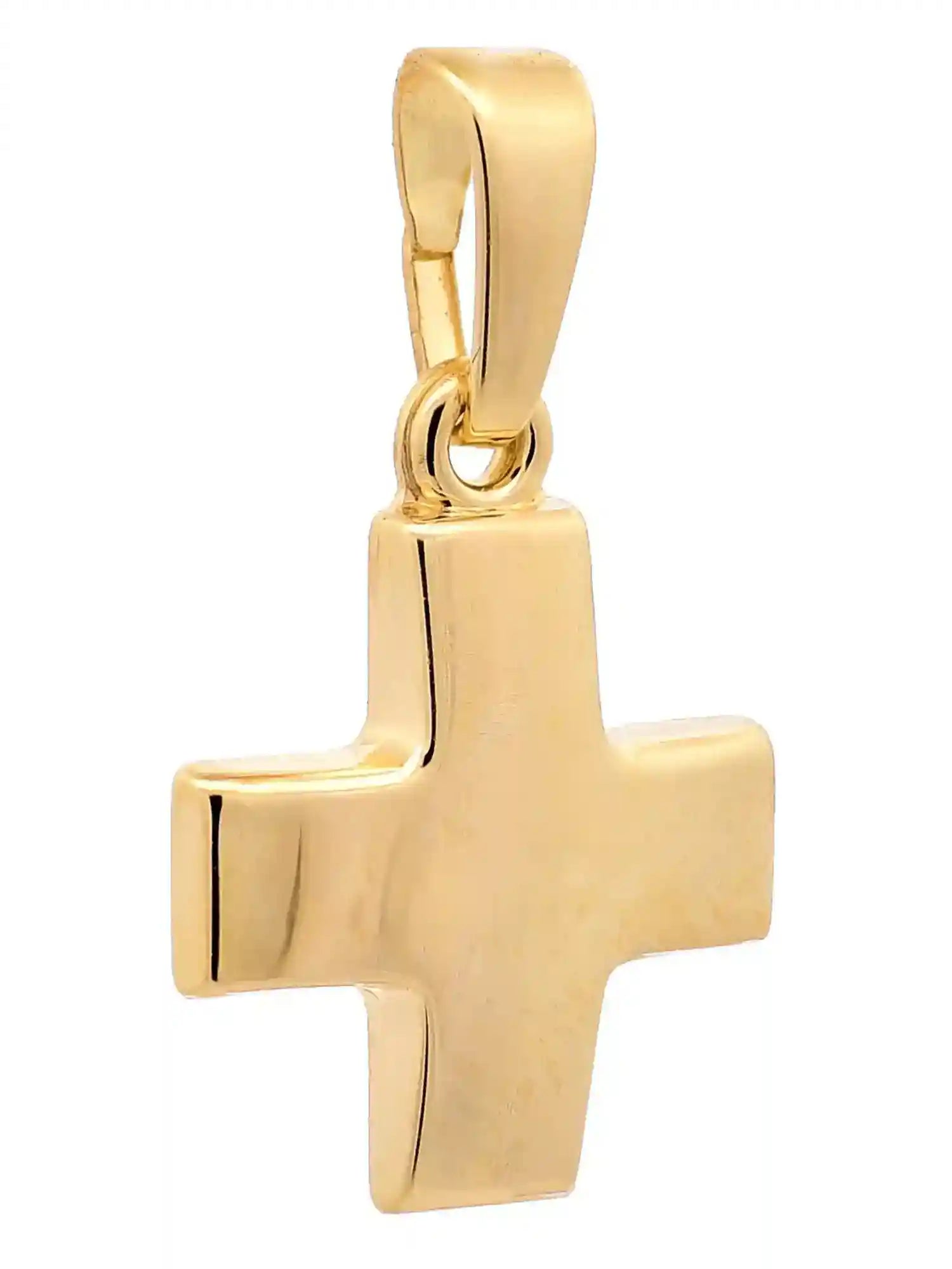 Anhänger Kreuz 585-14 Karat Gold mit vergoldeter Silberkette - Firma Holzenplotz - Silberketten-Goldketten.de 