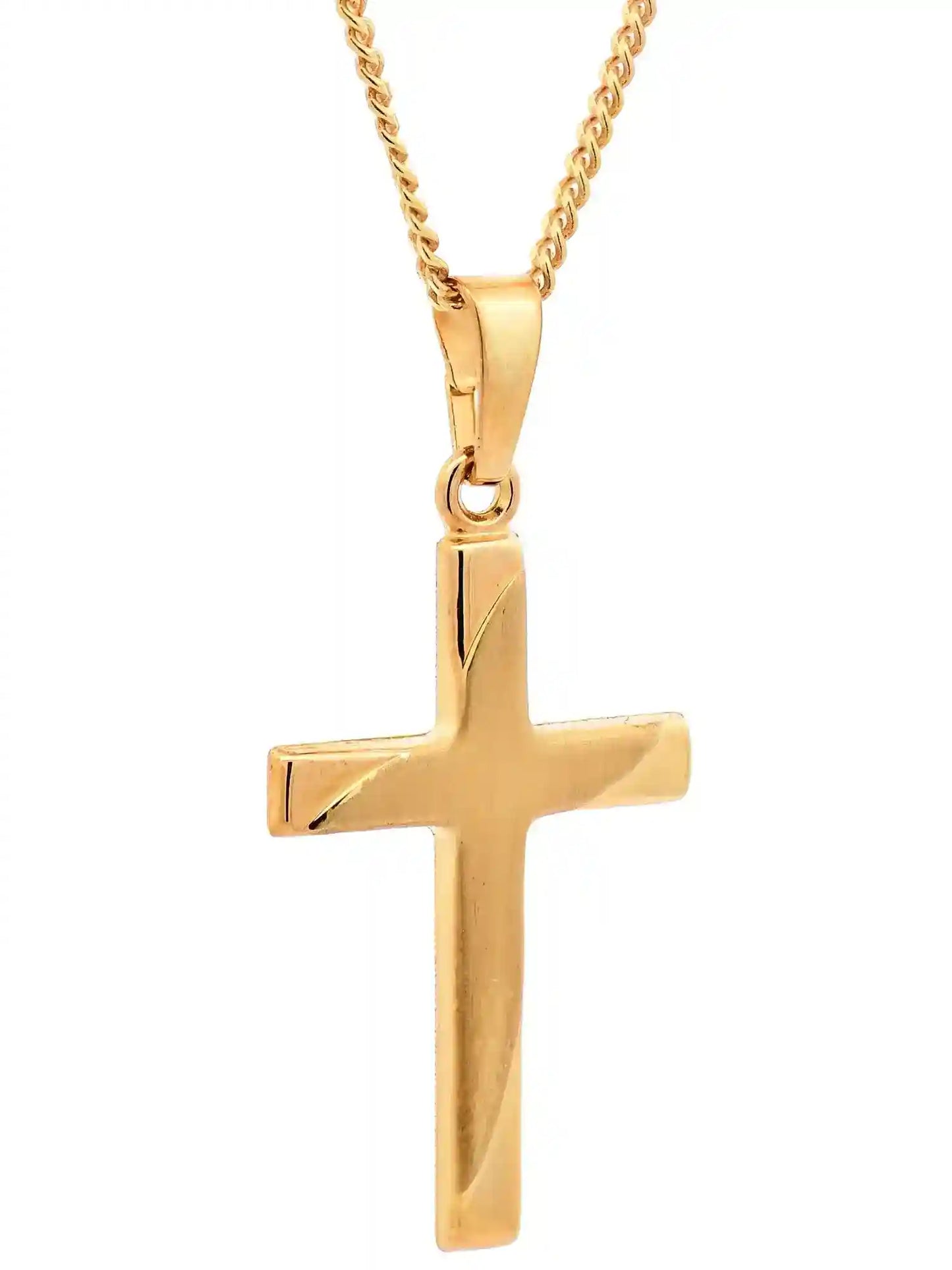 Anhänger Kreuz  585-14 Karat Gold mit vergoldeter Silberkette