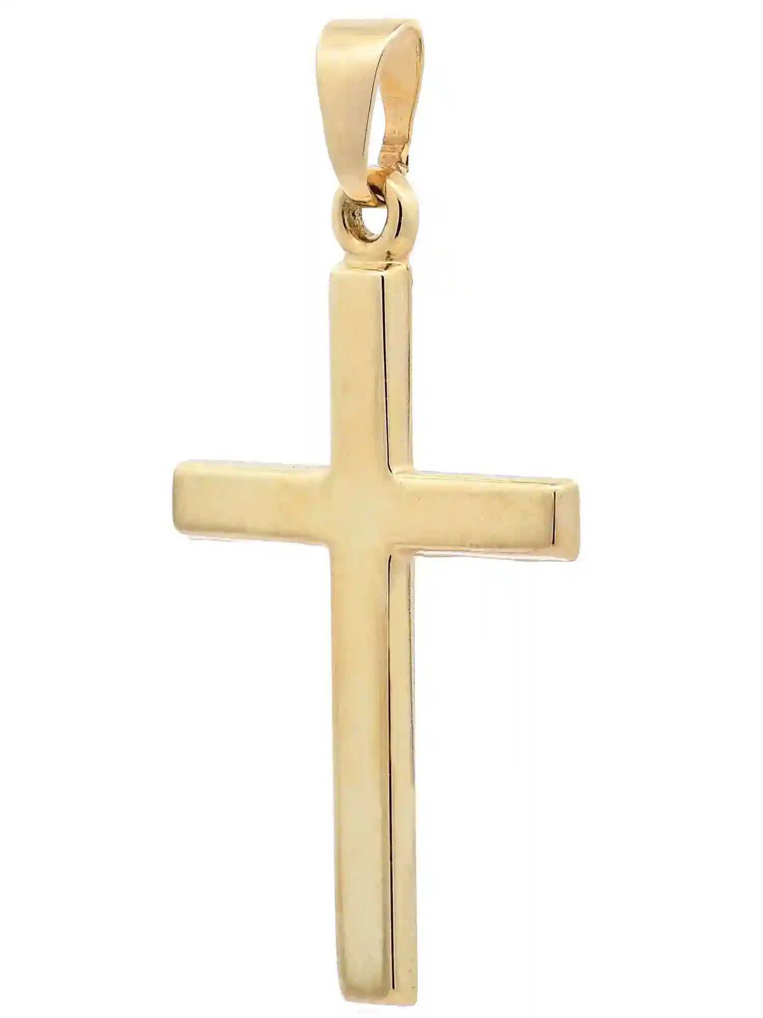 Anhänger Kreuz 585-14 Karat Gold mit vergoldeter Silberkette - Firma Holzenplotz - Silberketten-Goldketten.de 