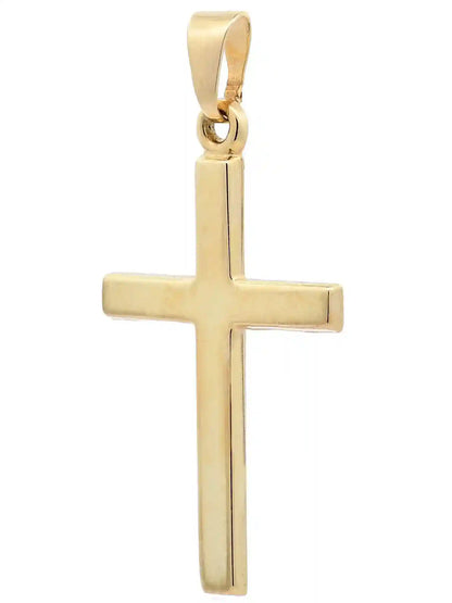 Anhänger Kreuz 585-14 Karat Gold mit vergoldeter Silberkette - Firma Holzenplotz - Silberketten-Goldketten.de 