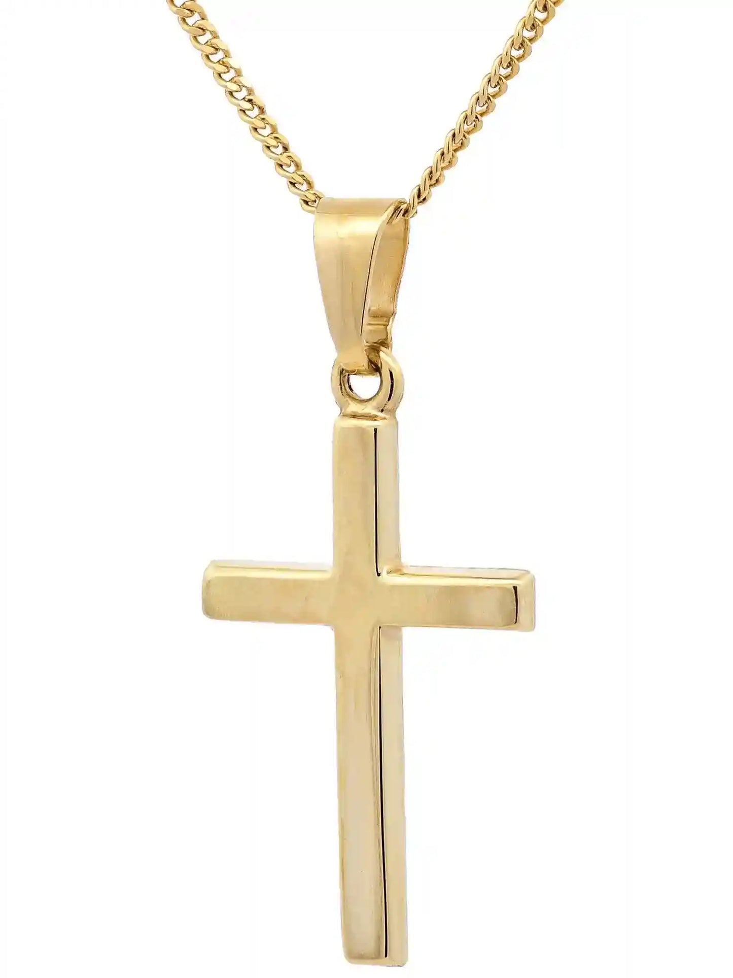 Anhänger Kreuz  585-14 Karat Gold mit vergoldeter Silberkette