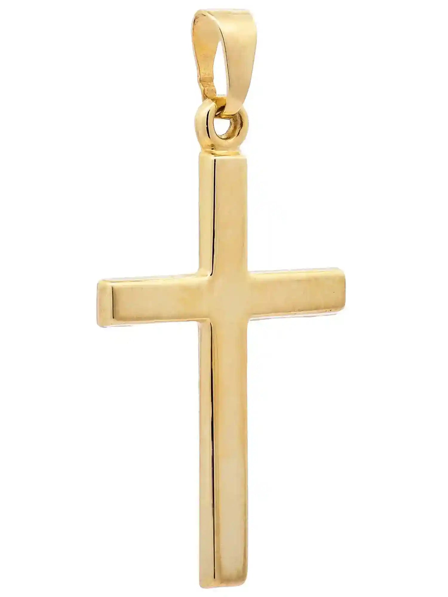 Anhänger Kreuz 585-14 Karat Gold mit vergoldeter Silberkette - Firma Holzenplotz - Silberketten-Goldketten.de 