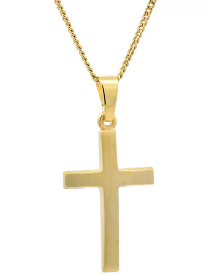 Anhänger Kreuz 585-14 Karat Gold mit vergoldeter Silberkette - Firma Holzenplotz - Silberketten-Goldketten.de 