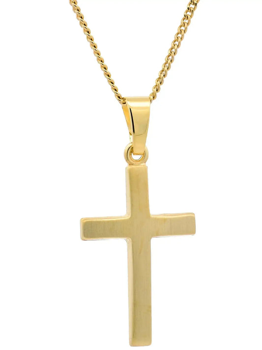 Anhänger Kreuz 585 - 14 Karat Gold mit vergoldeter Silberkette - Firma Holzenplotz - Silberketten - Goldketten.de