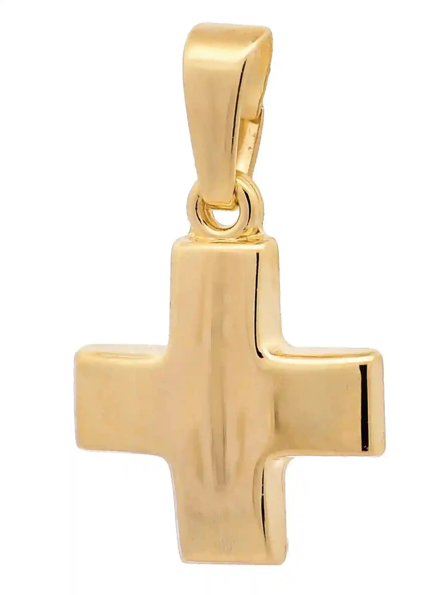 Anhänger Kreuz 585-14 Karat Gold mit vergoldeter Silberkette - Firma Holzenplotz - Silberketten-Goldketten.de 