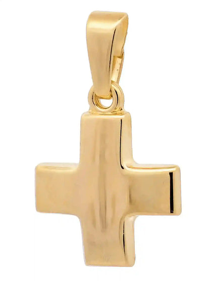 Anhänger Kreuz 585-14 Karat Gold mit vergoldeter Silberkette - Firma Holzenplotz - Silberketten-Goldketten.de 