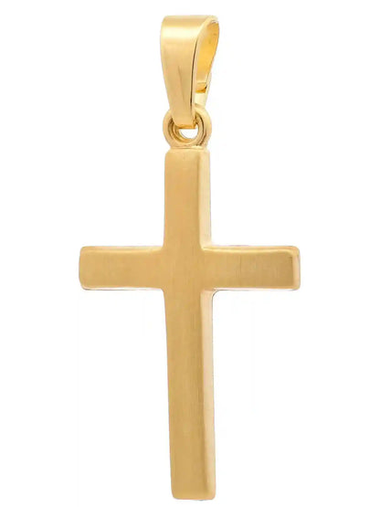 Anhänger Kreuz 585-14 Karat Gold mit vergoldeter Silberkette - Firma Holzenplotz - Silberketten-Goldketten.de 