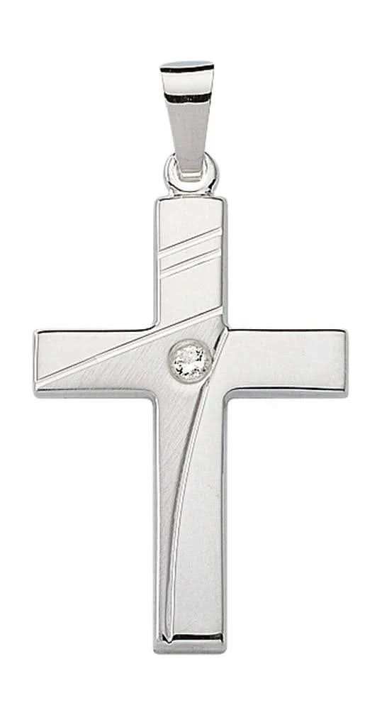 Anhänger Kreuz 925 Silber mit Zirkonia - Firma Holzenplotz - Silberketten - Goldketten.de