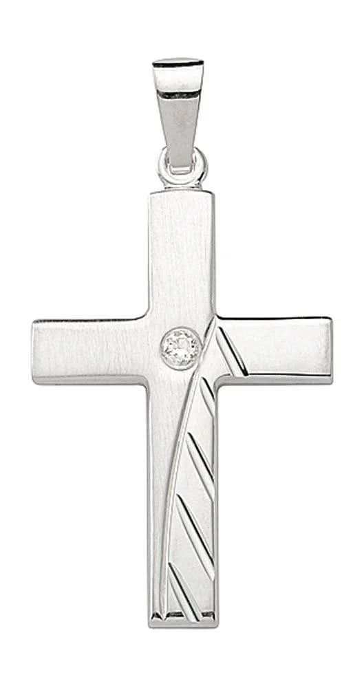 Anhänger Kreuz 925 Silber mit Zirkonia - Firma Holzenplotz - Silberketten - Goldketten.de