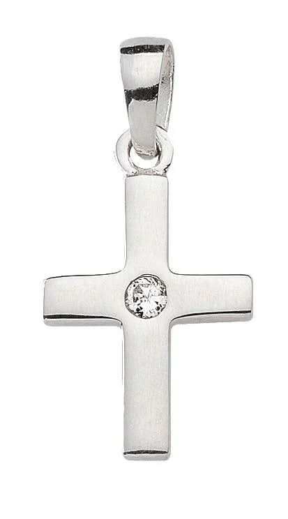 Anhänger Kreuz 925 Silber rhodiniert mit Zirkonia - Firma Holzenplotz - Silberketten - Goldketten.de