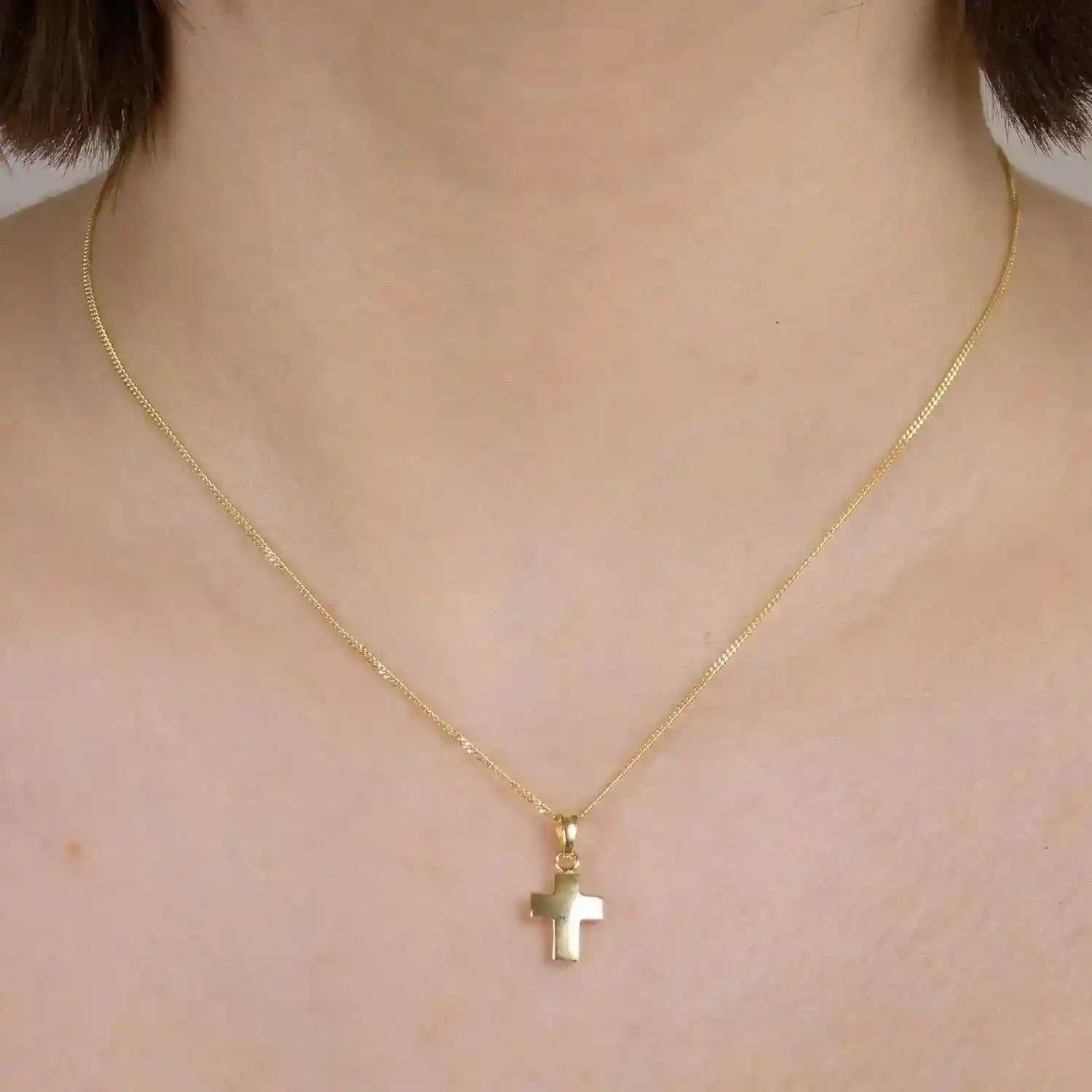 Anhänger Kreuz 925 Silber vergoldet mit verg. Silberkette - Firma Holzenplotz - Silberketten-Goldketten.de 