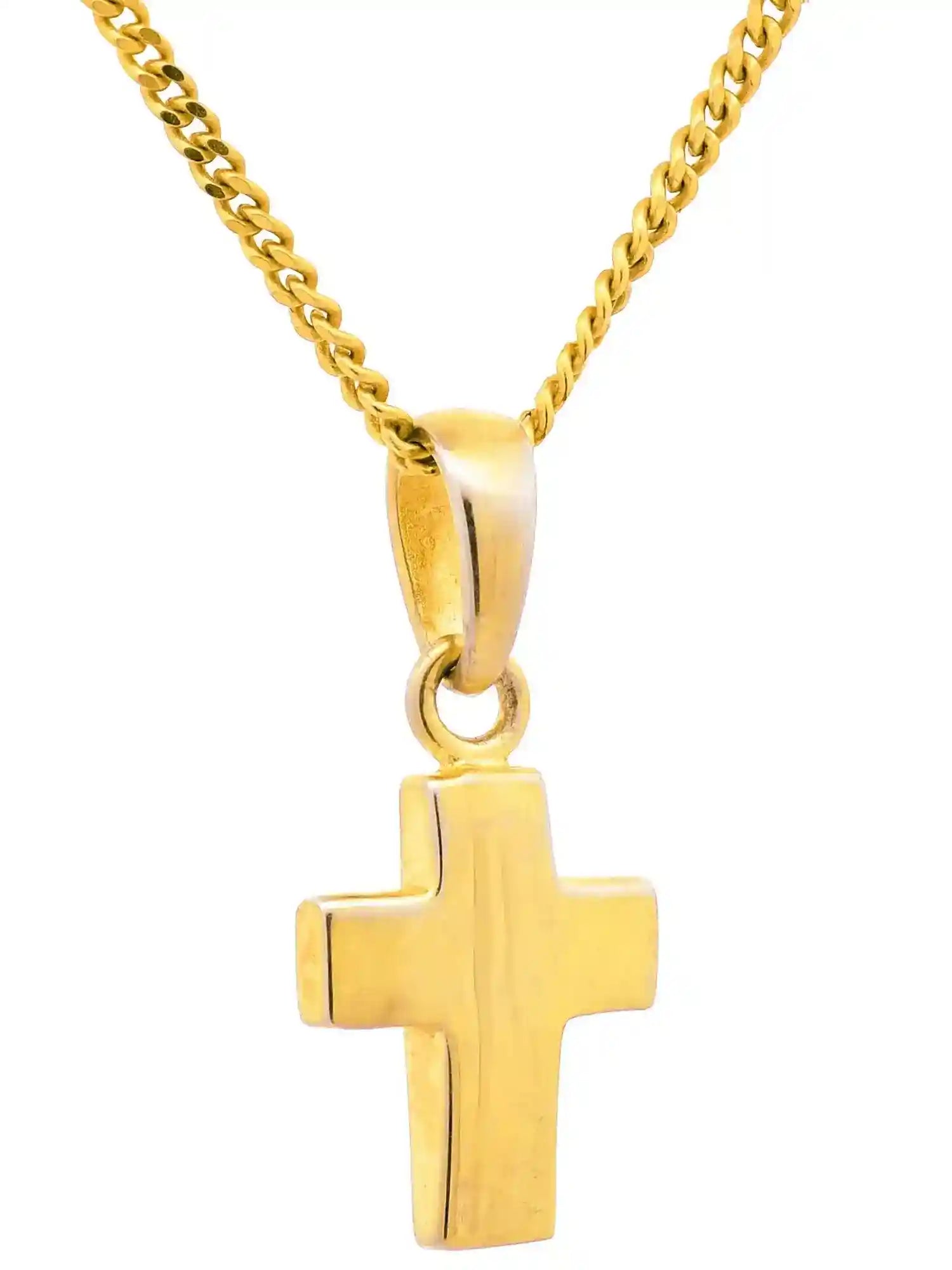 Anhänger Kreuz 925 Silber vergoldet mit verg. Silberkette - Firma Holzenplotz - Silberketten-Goldketten.de 