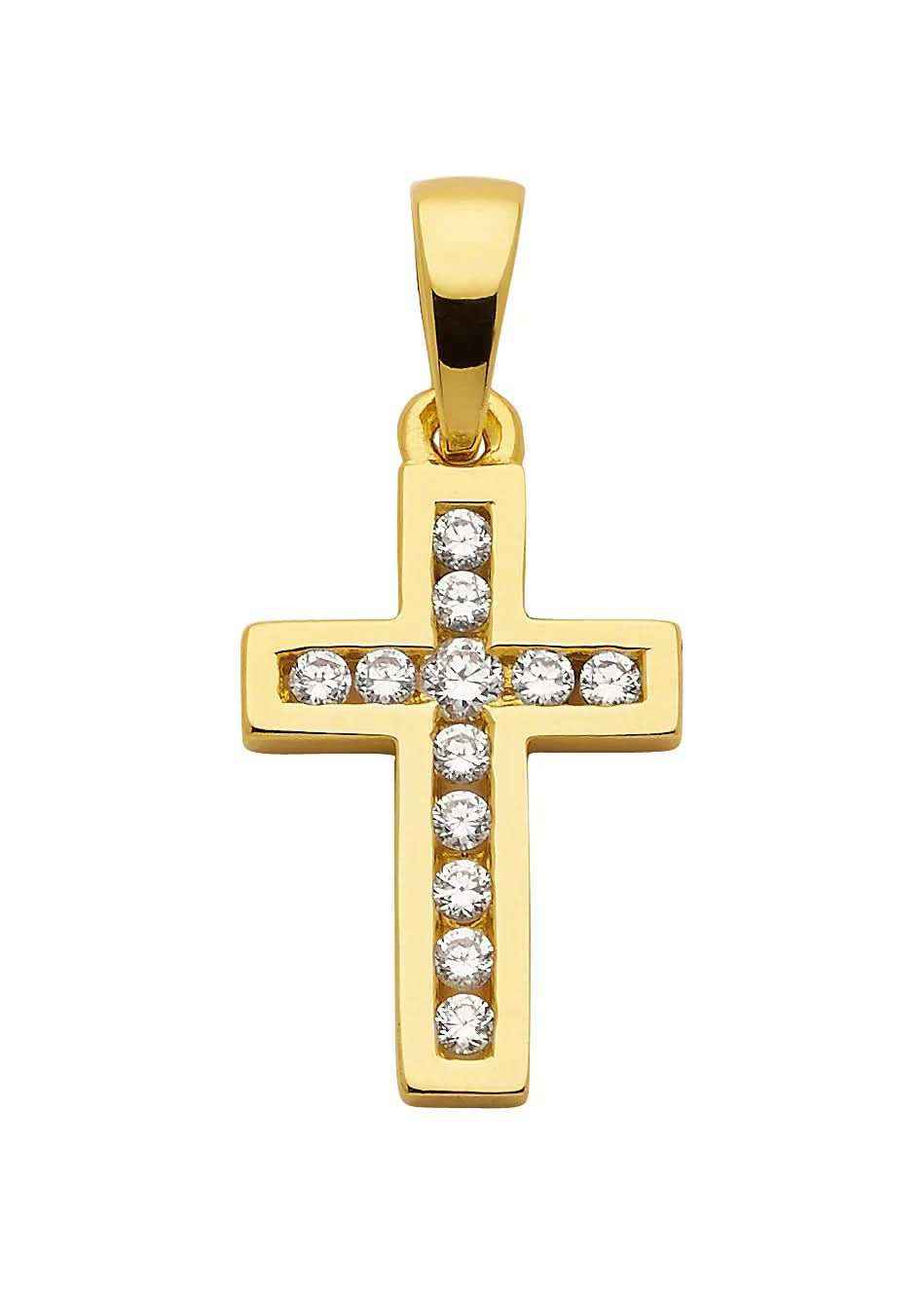 Anhänger Kreuz  925 Silber vergoldet mit Zirkonia