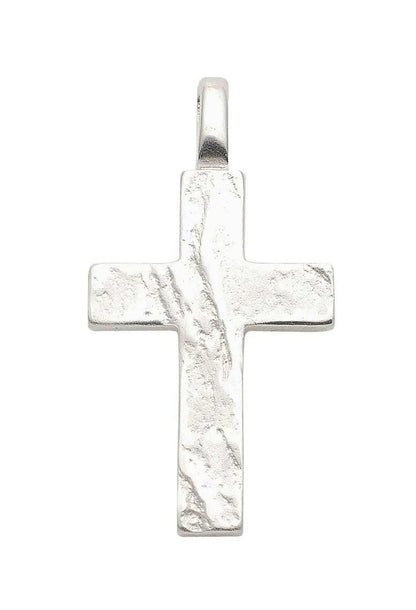 Anhänger Kreuz Kettenanhänger Silber gehämmert massiv 925 Sterlingsilb - Firma Holzenplotz - Silberketten - Goldketten.de