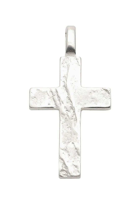 Anhänger Kreuz Kettenanhänger Silber gehämmert massiv 925 Sterlingsilb - Firma Holzenplotz - Silberketten - Goldketten.de