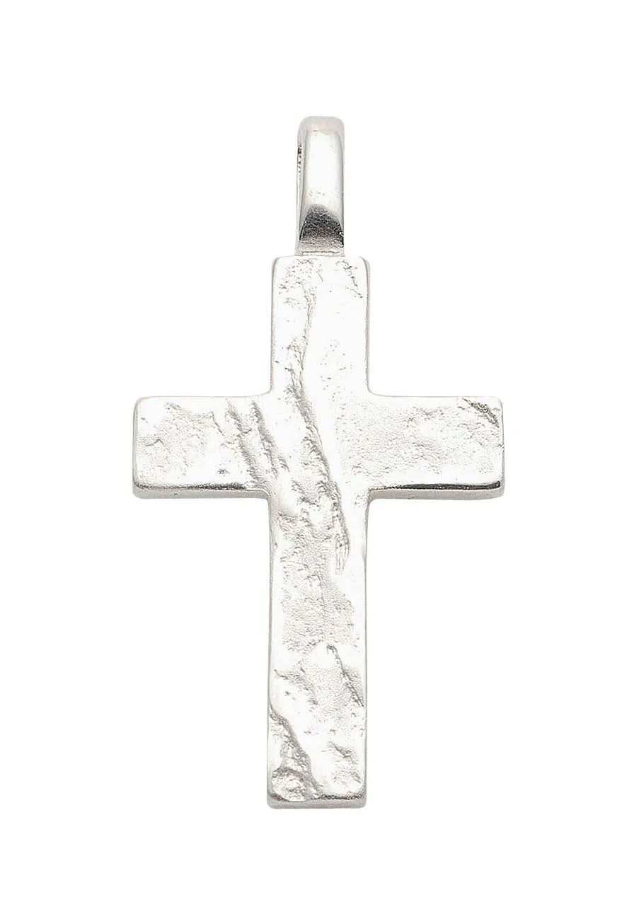 Anhänger Kreuz Kettenanhänger Silber gehämmert massiv 925 Sterlingsilb - Firma Holzenplotz - Silberketten - Goldketten.de