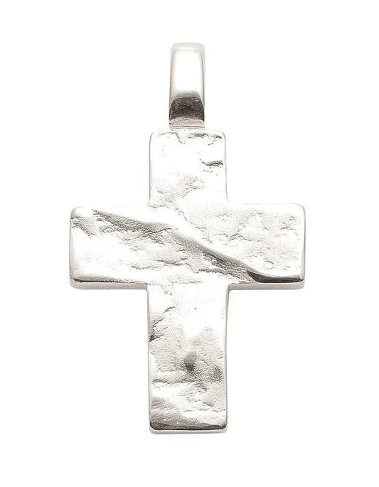Anhänger Kreuz Kettenanhänger Silber gehämmert massiv 925 Sterlingsilb - Firma Holzenplotz - Silberketten - Goldketten.de