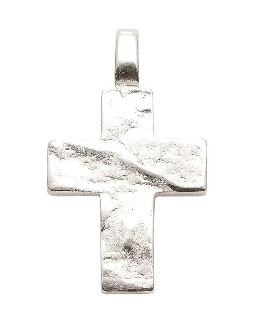 Anhänger Kreuz Kettenanhänger Silber gehämmert massiv 925 Sterlingsilb - Firma Holzenplotz - Silberketten - Goldketten.de
