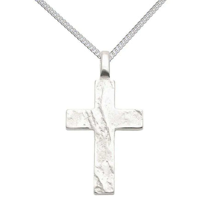 Anhänger Kreuz Kettenanhänger Silber gehämmert massiv 925 Sterlingsilb - Firma Holzenplotz - Silberketten - Goldketten.de