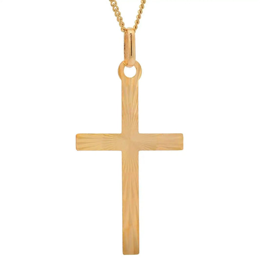 Anhänger Kreuz massiv 333 -8 Karat Gold mit vergoldeter Silberkette