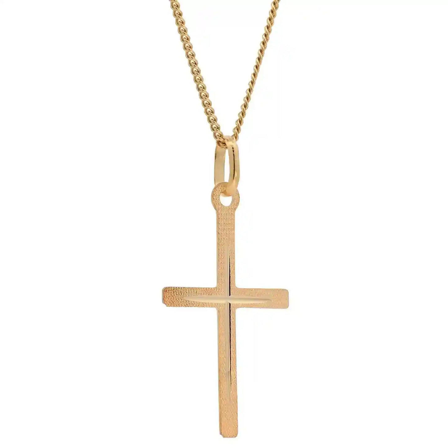 Anhänger Kreuz massiv 333 -8 Karat Gold mit vergoldeter Silberkette