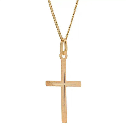 Anhänger Kreuz massiv 333 -8 Karat Gold mit vergoldeter Silberkette