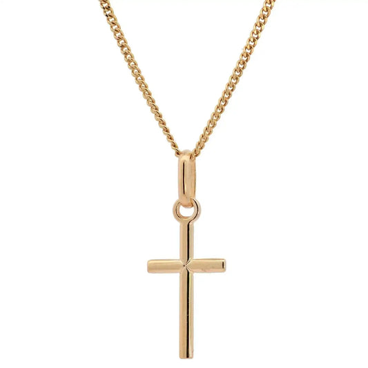 Anhänger Kreuz massiv 333 -8 Karat Gold mit vergoldeter Silberkette