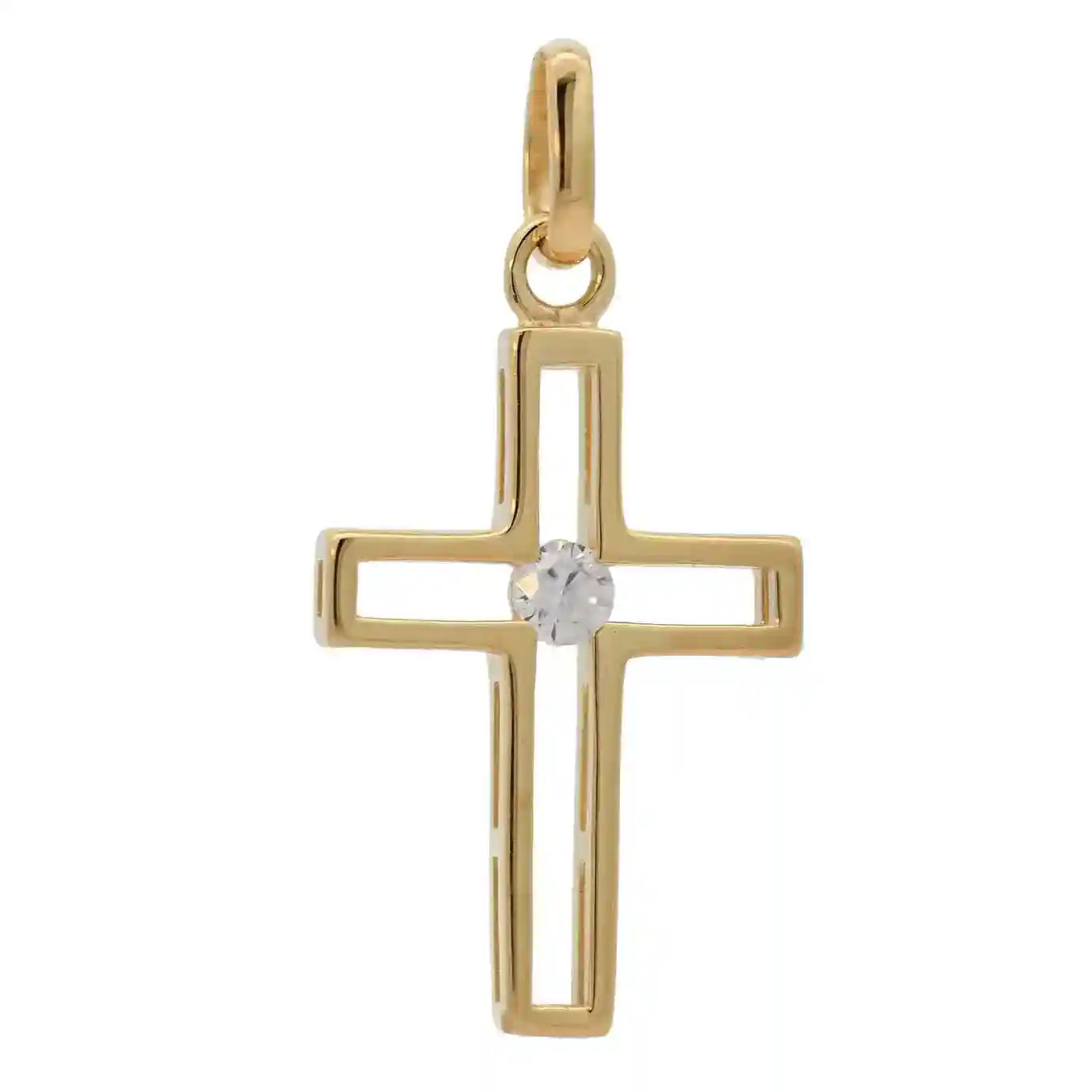 Anhänger Kreuz massiv 333 -8 Karat Gold mit vergoldeter Silberkette