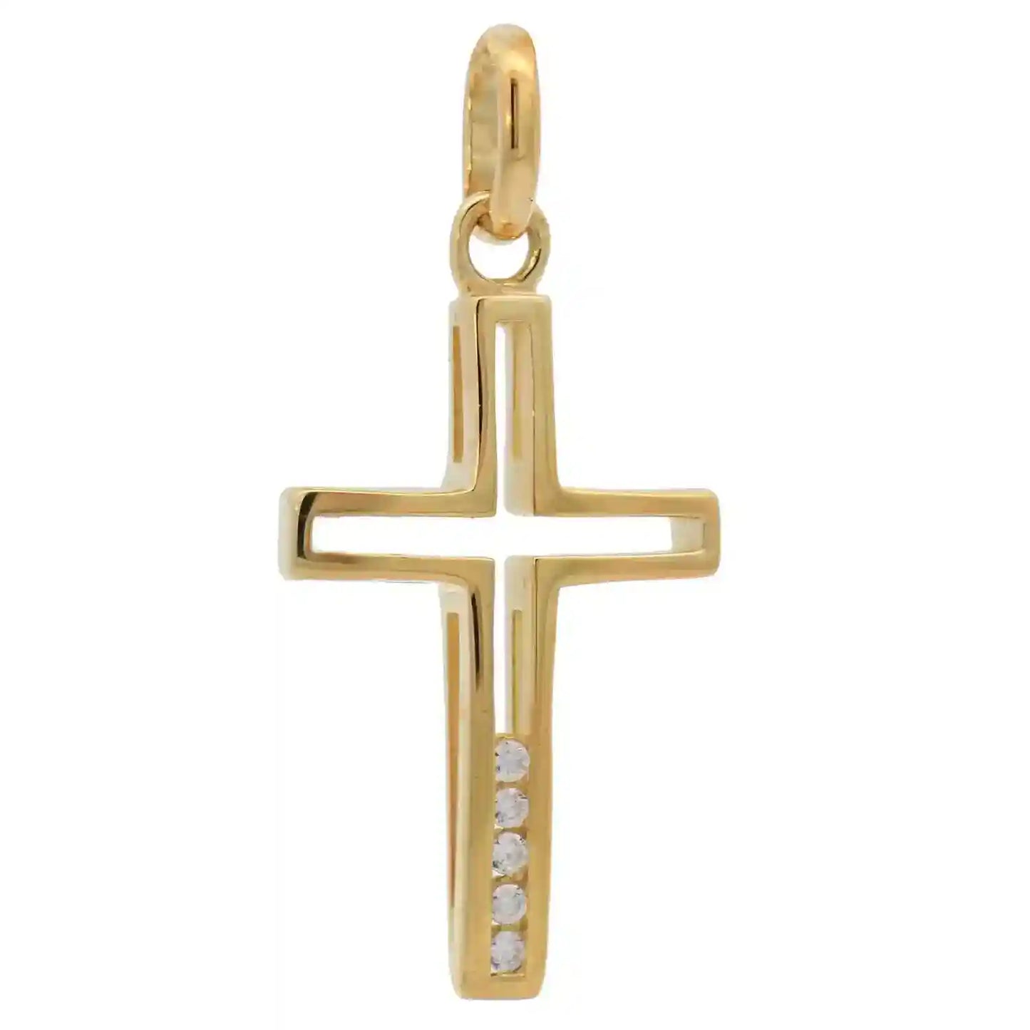 Anhänger Kreuz massiv 333 -8 Karat Gold mit vergoldeter Silberkette