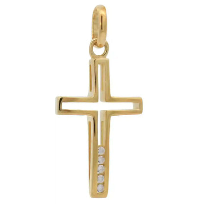 Anhänger Kreuz massiv 333 -8 Karat Gold mit vergoldeter Silberkette