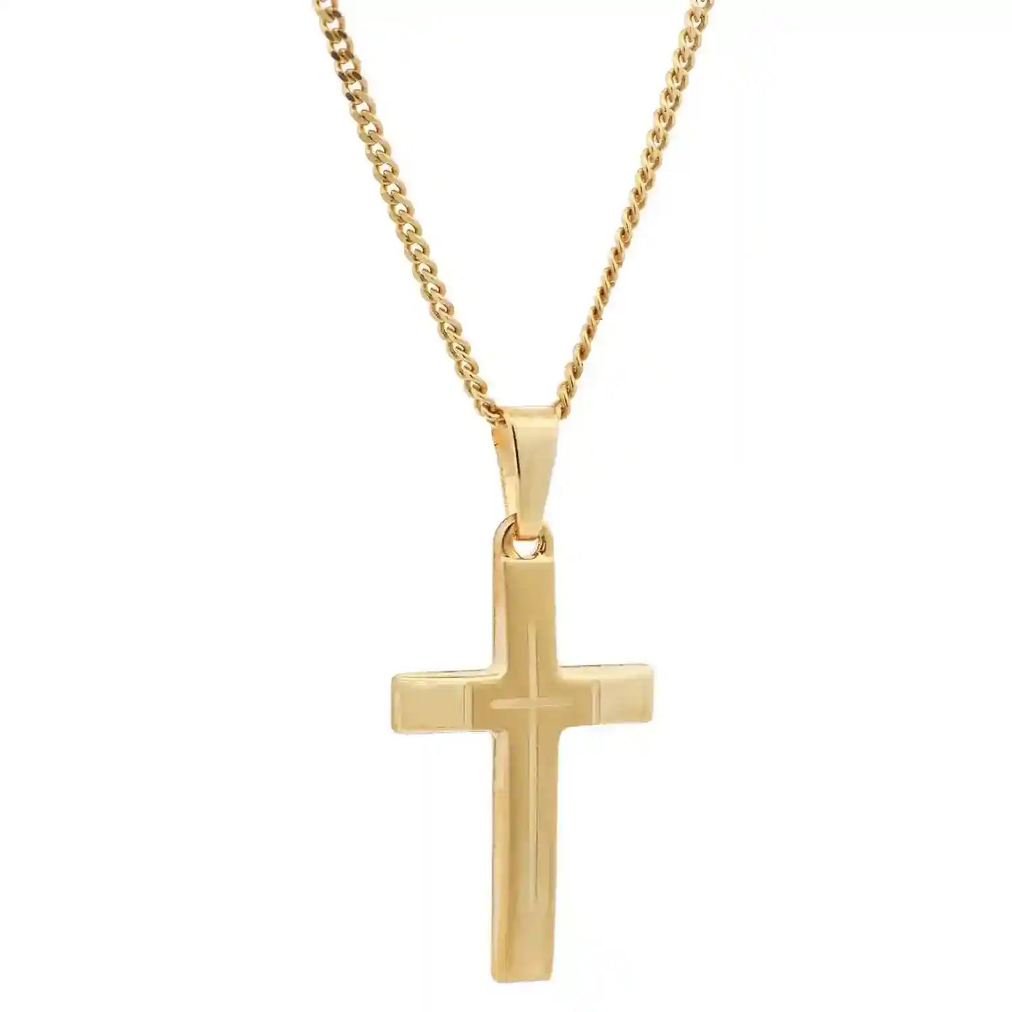 Anhänger Kreuz mit massiver Goldkette 1,1 mm 333-8 Karat Gold