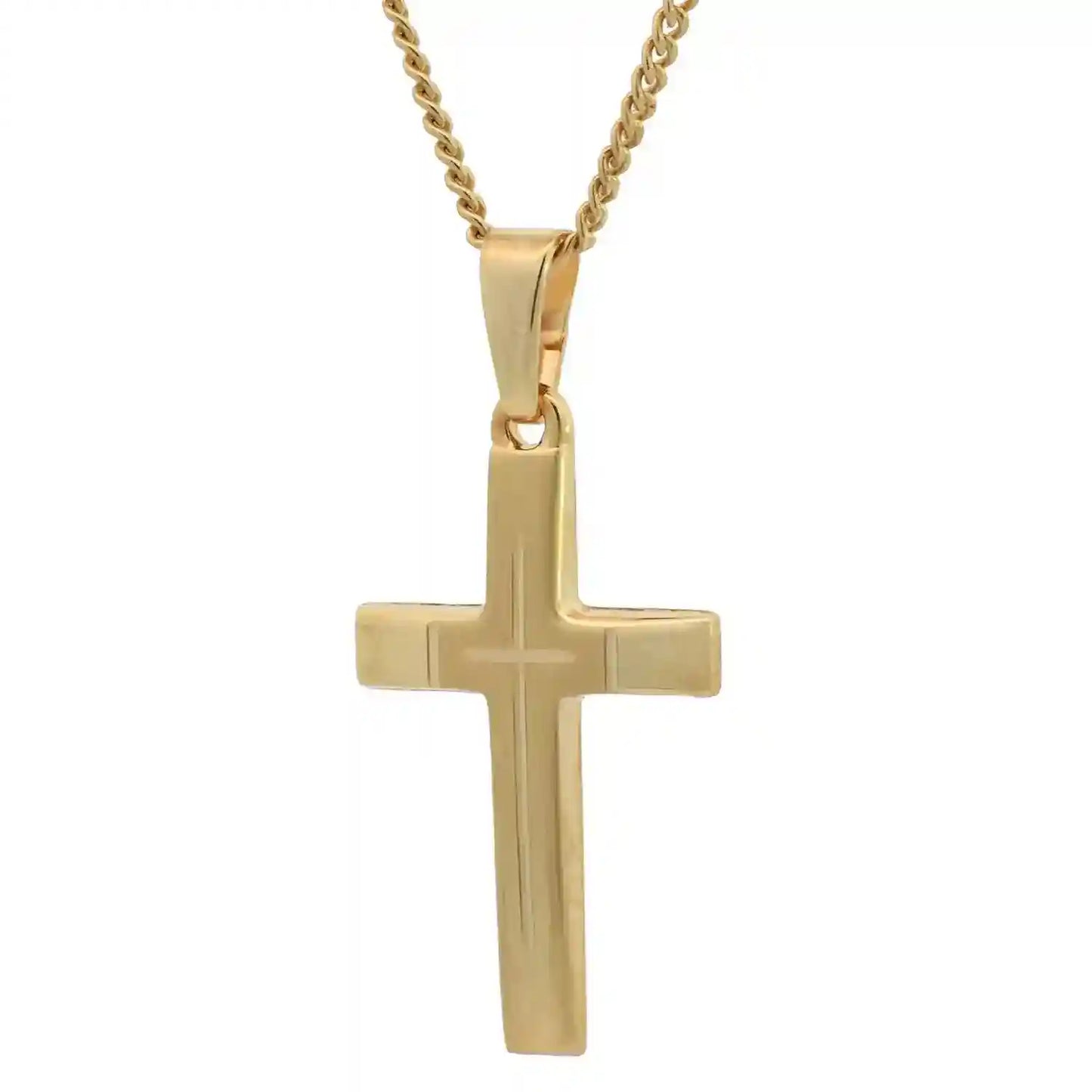 Anhänger Kreuz mit massiver Goldkette 1,1 mm 333-8 Karat Gold