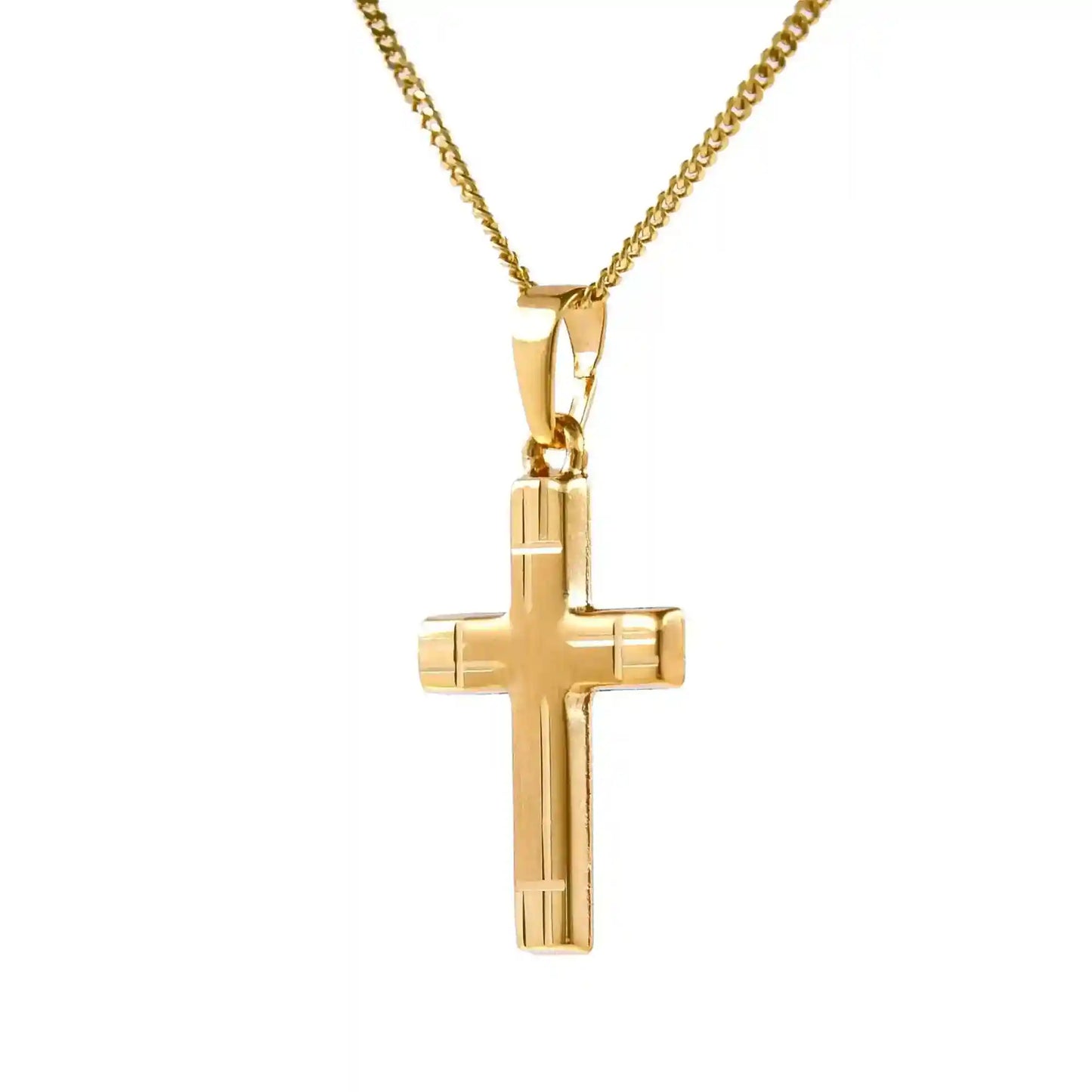 Anhänger Kreuz mit massiver Goldkette 1,1 mm 333-8 Karat Gold
