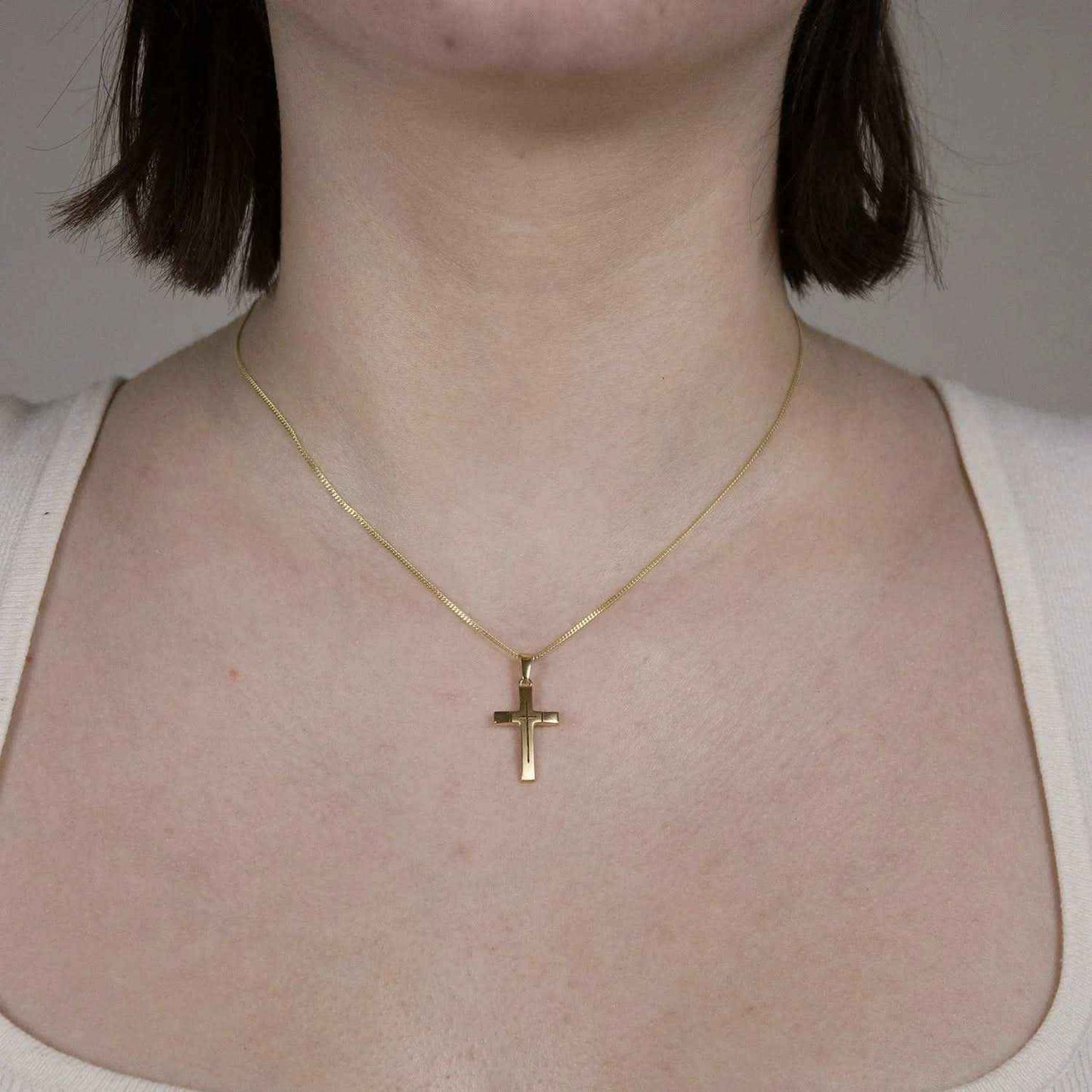 Anhänger Kreuz mit massiver Goldkette 1,1 mm 333-8 Karat Gold