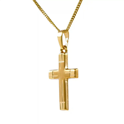 Anhänger Kreuz mit massiver Goldkette 1,1 mm 333-8 Karat Gold