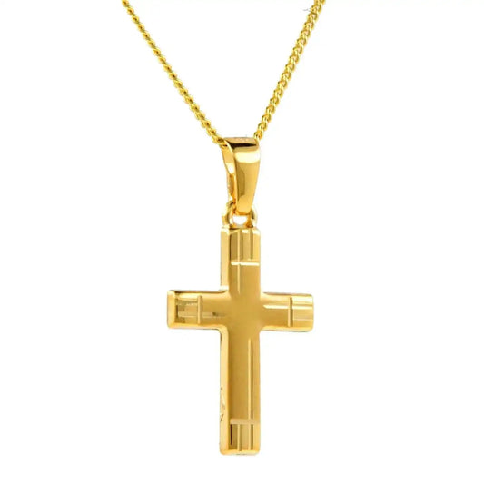 Anhänger Kreuz mit massiver Goldkette 1,1 mm 333-8 Karat Gold