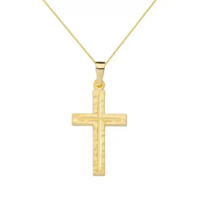 Anhänger Kreuz mit massiver Goldkette 1,1 mm 333-8 Karat Gold