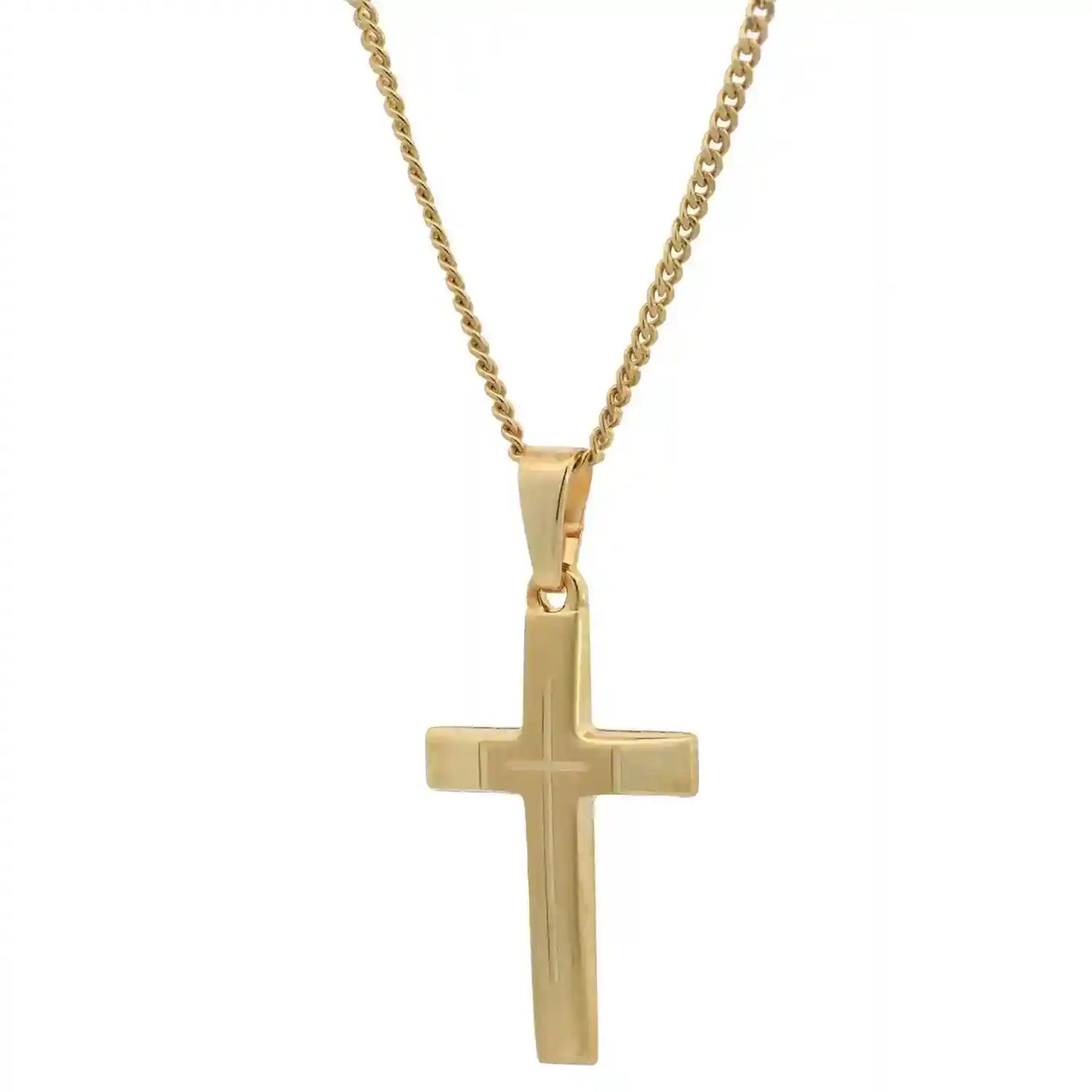 Anhänger Kreuz mit massiver Goldkette 1,1 mm 333-8 Karat Gold