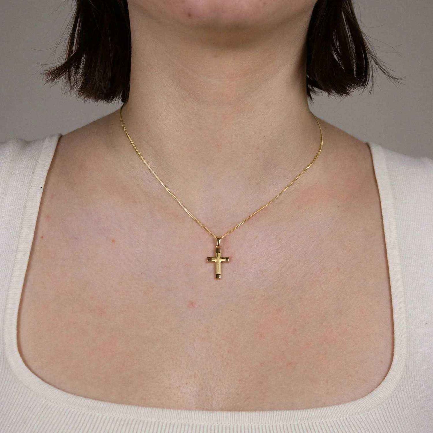 Anhänger Kreuz mit massiver Goldkette 1,1 mm 333-8 Karat Gold