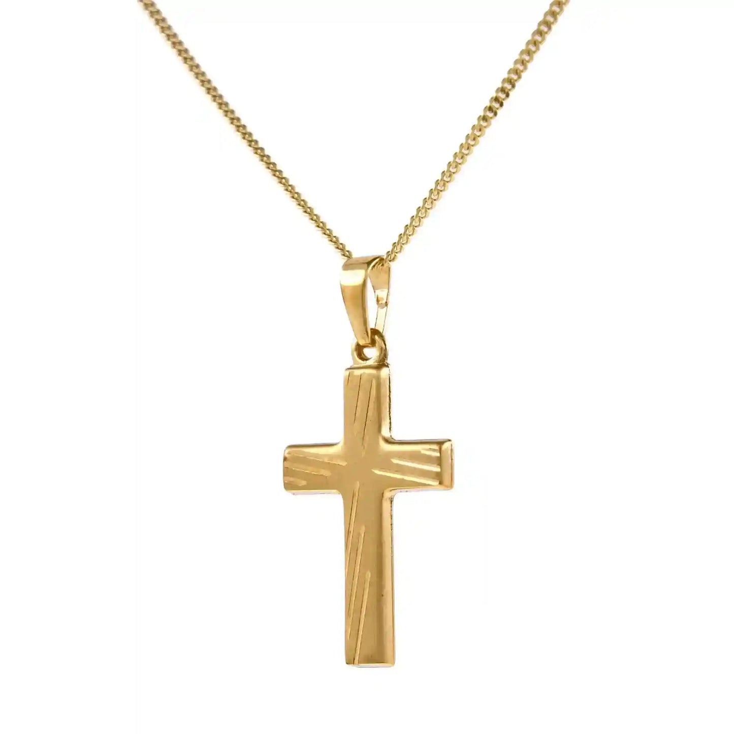 Anhänger Kreuz mit massiver Goldkette 1,1 mm 333-8 Karat Gold