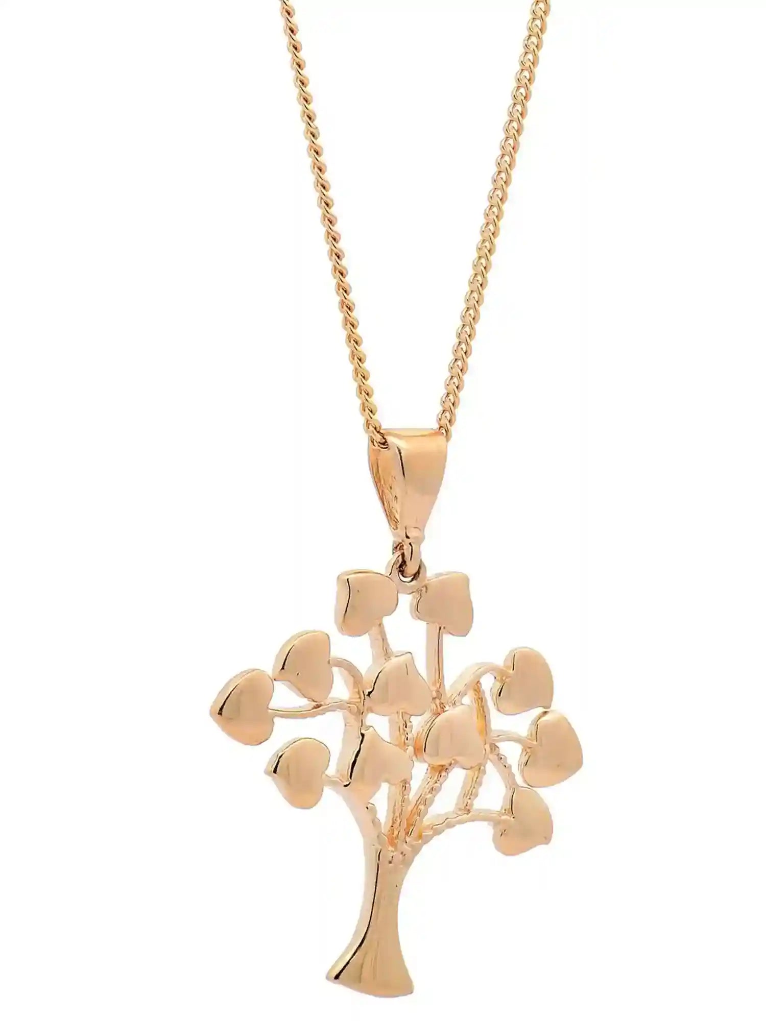 Anhänger Lebensbaum mit Herzen 585 Gold mit massiver Goldkette 1,1 mm - Firma Holzenplotz - Silberketten-Goldketten.de 