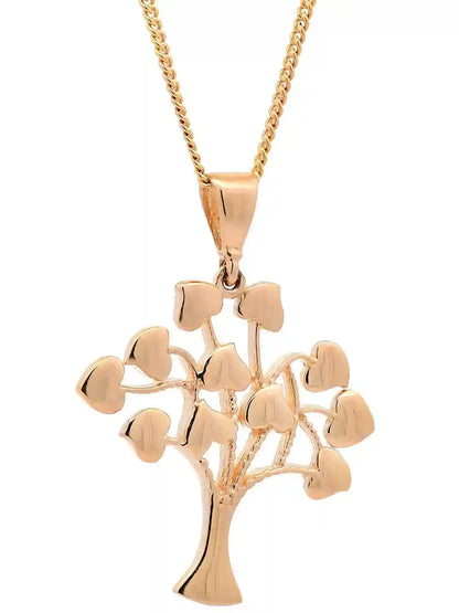 Anhänger Lebensbaum mit Herzen 585 Gold mit massiver Goldkette 1,1 mm - Firma Holzenplotz - Silberketten-Goldketten.de 