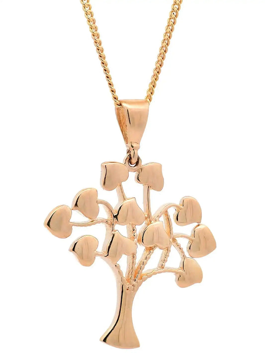 Anhänger Lebensbaum mit Herzen 585 Gold mit massiver Goldkette 1,1 mm